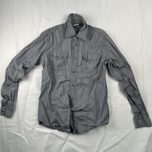 True Religion Western Men's Shirt L Gray Pearl Snap Cowboy Rodeo Cotton